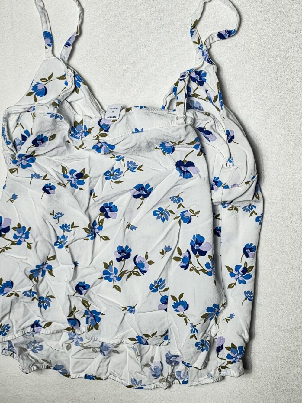 Medium Old navy white and blue floral cami tank top ruffle hem